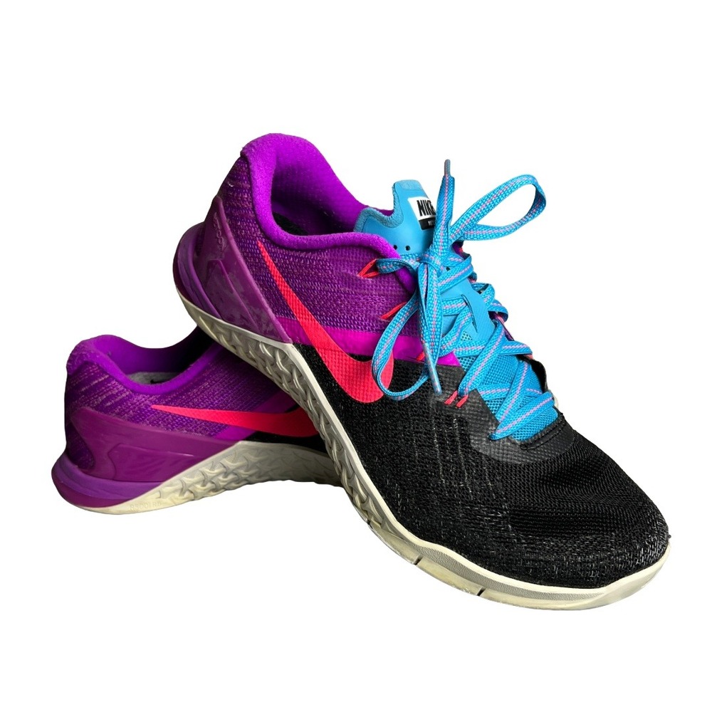 2010s Nike Metcon 3 Women's 7 Training Shoes Black Purple Athleisure